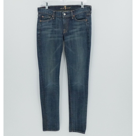 7 For All Mankind Jeans‎ 28 Blue Straight Stone Washed Denim City Casual Chic - Picture 1 of 13